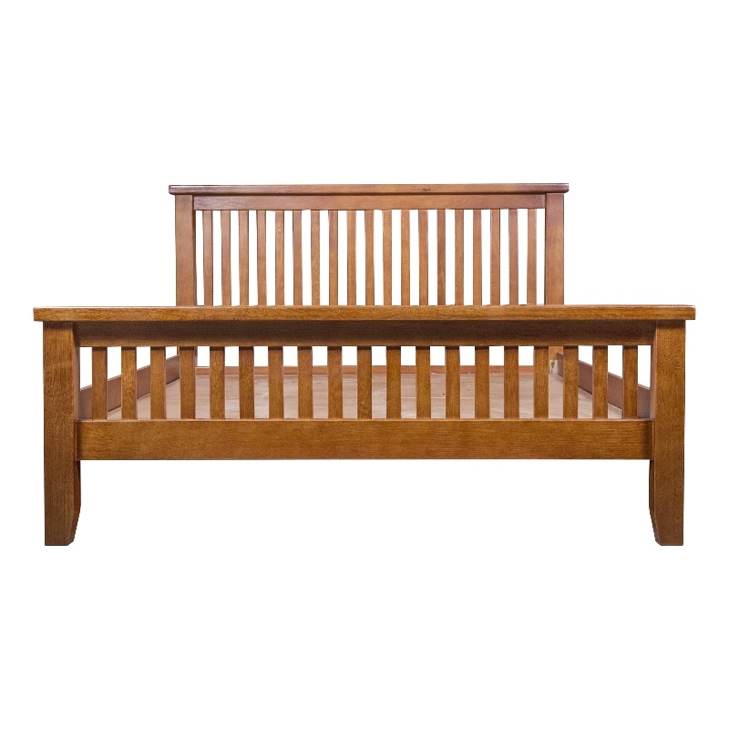 Pemberly Row Contemporary Mission Oak Slat King Bed in Cherry