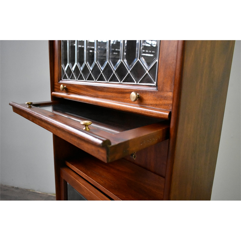 Pemberly Row Contemporary 4 Stack Barrister Bookcase in Brown Walnut