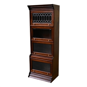 Pemberly Row Contemporary 4 Stack Barrister Bookcase in Brown Walnut