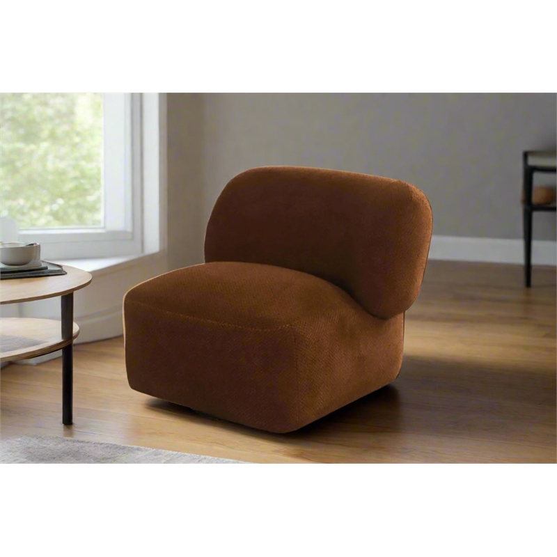 Pemberly Row Mid-Century Modern Swivel Livingroom Chair in Brown