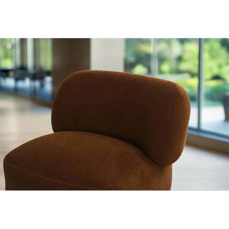Pemberly Row Mid-Century Modern Swivel Livingroom Chair in Brown