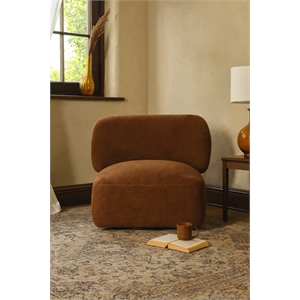 Pemberly Row Mid-Century Modern Swivel Livingroom Chair in Brown