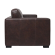Pemberly Row Contemporary Top Grain Leather Sofa in Brown Finish