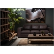 Pemberly Row Contemporary Top Grain Leather Sofa in Brown Finish