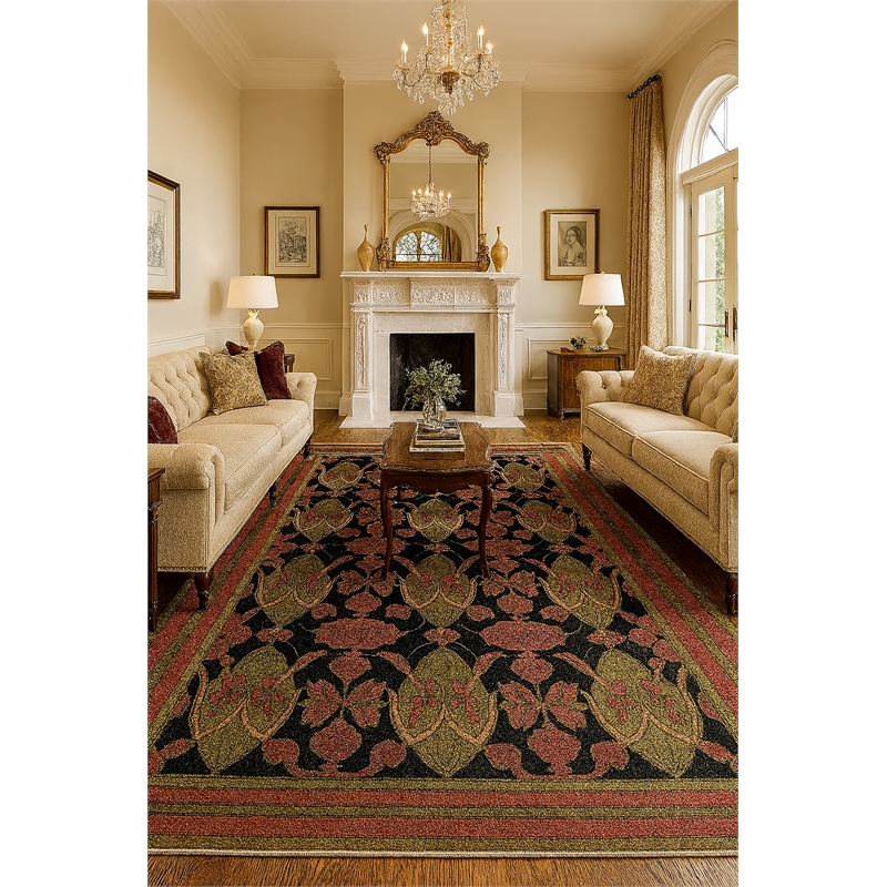 Pemberly Row Arts and Crafts Soft Washable Non Slip Area Rug (5.7' x 7.8')