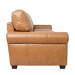 Pemberly Row Contemporary Top Grain Leather Sofa in Tan Finish