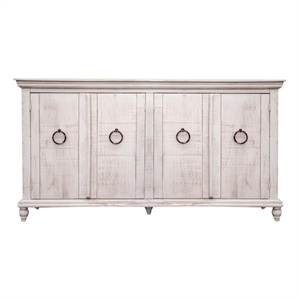 Pemberly Row Contemporary Pine Wood 73&quot 4 Door Sideboard in Ivory