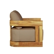 Pemberly Row Outdoor Solid Teak Wood Revolving Chair in Brown