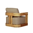 Pemberly Row Outdoor Solid Teak Wood Revolving Chair in Brown