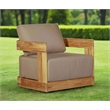 Pemberly Row Outdoor Solid Teak Wood Revolving Chair in Brown