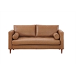 Pemberly Row Contemporary Eco Leather Love Seat in Light Brown