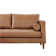 Pemberly Row Contemporary Eco Leather Love Seat in Light Brown