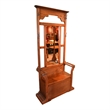 Pemberly Row Contemporary Oak Hall Tree with Storage Trunk in Walnut
