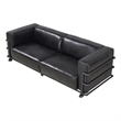 Pemberly Row Contemporary Industrial Top Grain Italian Leather Sofa in Slate