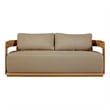 Pemberly Row Outdoor Solid Teak Wood Love seat in Light Brown