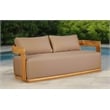 Pemberly Row Outdoor Solid Teak Wood Love seat in Light Brown