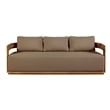 Pemberly Row Contemporary Outdoor Solid Teak Wood Sofa in Light Brown