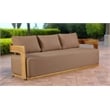 Pemberly Row Contemporary Outdoor Solid Teak Wood Sofa in Light Brown