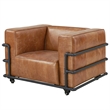Pemberly Row Industrial Modern Leather Arm Chair in Light Brown