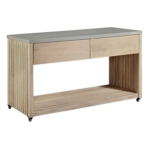 Pemberly Row Outdoor Solid Teak Wood Natural Look Kitchen Island