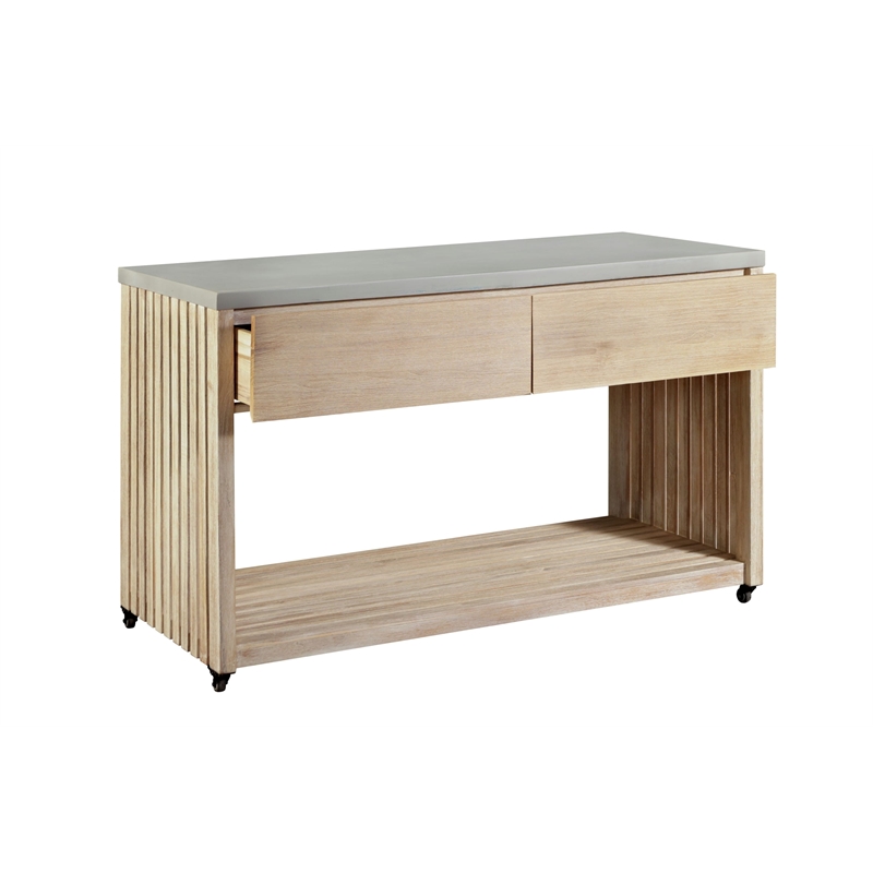 Pemberly Row Outdoor Solid Teak Wood Natural Look Kitchen Island