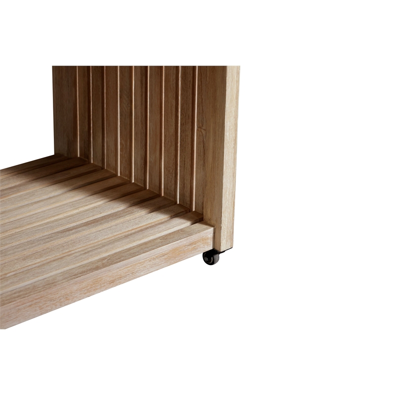 Pemberly Row Outdoor Solid Teak Wood Natural Look Kitchen Island