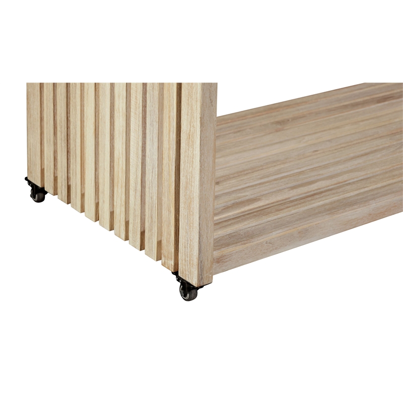 Pemberly Row Outdoor Solid Teak Wood Natural Look Kitchen Island