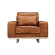 Pemberly Row Contemporary Top Grain Leather Arm Chair in Light Chestnut