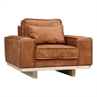 Pemberly Row Contemporary Top Grain Leather Arm Chair in Light Chestnut