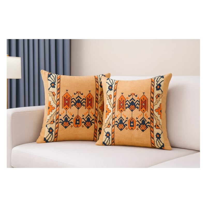 Pemberly Row Luxurious Accent 2 Cushion Covers + Inserts in Multi Color