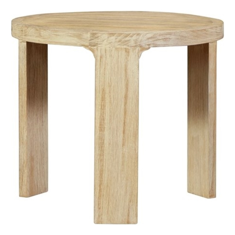 Pemberly Row Contemporary Outdoor Solid Teak Wood Natural Look End Table