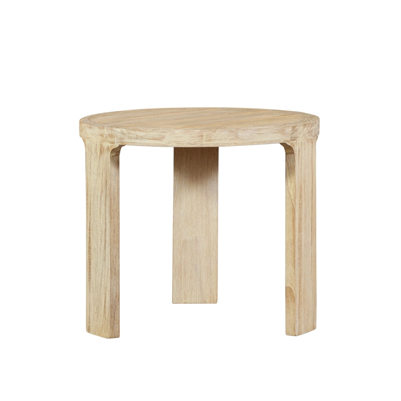 Pemberly Row Contemporary Outdoor Solid Teak Wood Natural Look End Table