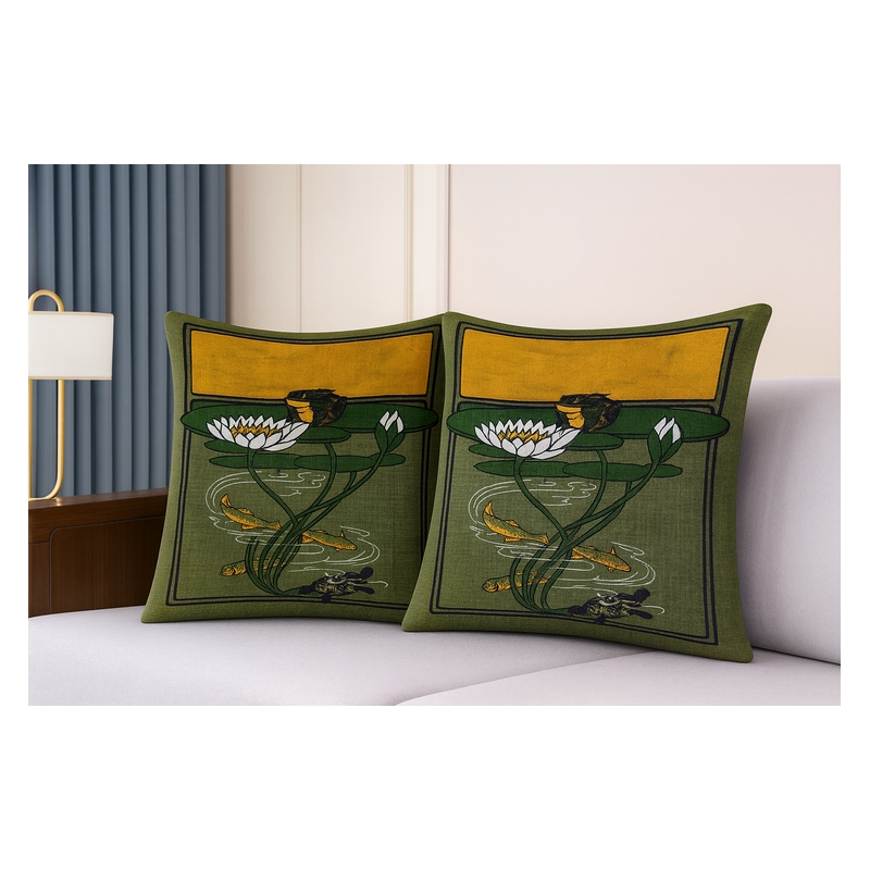 Pemberly Row Luxury Arts & Crafts Sofa 2 Cushion Covers + Inserts in Multi Color