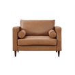 Pemberly Row Contemporary Eco Leather Arm Chair in Light Brown
