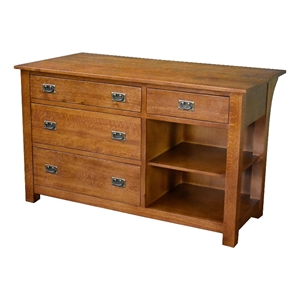 Pemberly Row Contemporary 60&quot Mission 4 Drawer Oak Kitchen Island Cherry