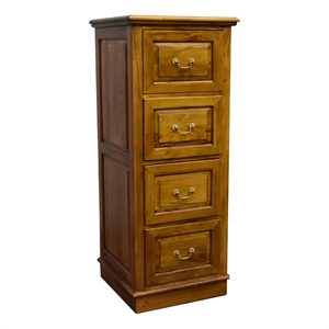 Pemberly Row Contemporary 4 Drawer File Cabinet in Light Brown Walnut