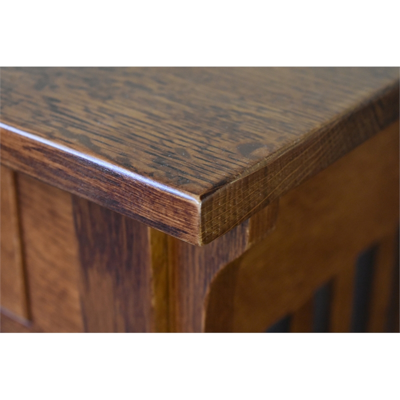Pemberly Row Mission 1 Drawer Crofter End Table in Golden Brown