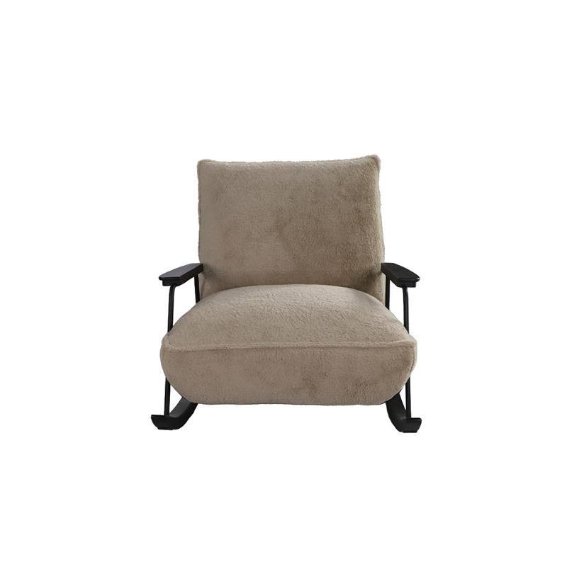 Pemberly Row Mid-Century Fabric Upholstered Rocking Arm Chair in White