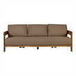Pemberly Row Contemporary Outdoor Solid Teak Wood Sofa in Light Brown