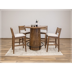 Pemberly Row Rustic Solid Wood Bistro Table & Chairs Set in Brown
