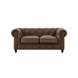Pemberly Row Modern Contemporary Eco Leather Love Seat in Brown