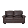Pemberly Row Contemporary Top Grain Leather Love Seat in Dark Brown