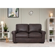 Pemberly Row Contemporary Top Grain Leather Love Seat in Dark Brown