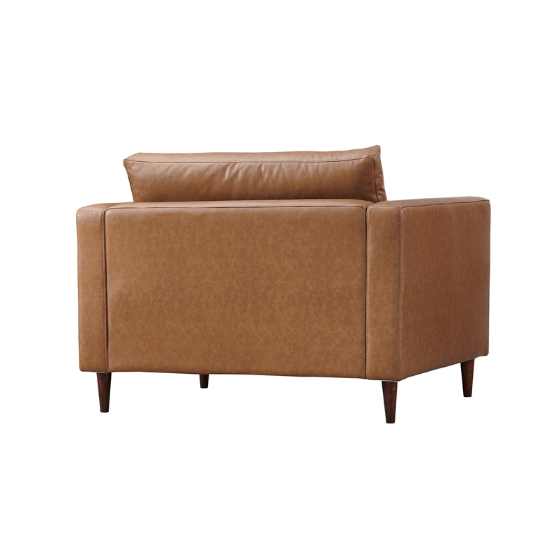 Pemberly Row Contemporary Eco Leather Arm Chair in Light Brown