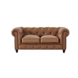 Pemberly Row Contemporary Eco Leather Love Seat in Light Brown