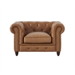 Pemberly Row Contemporary Eco Leather Arm Chair in Light Brown