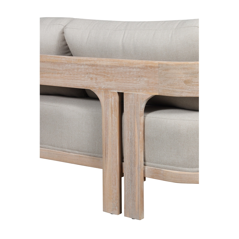 Pemberly Row Contemporary Outdoor Solid Teak Wood Love Seat in Gray