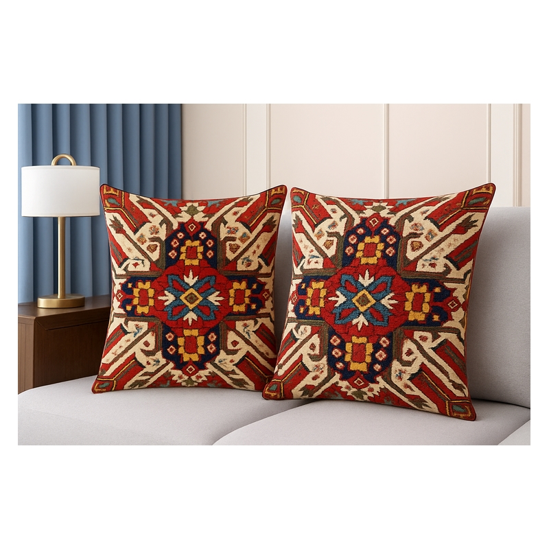 Pemberly Row Luxurious Accent 2 Cushion Covers + Inserts in Multi Color