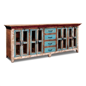 Pemberly Row Contemporary 84&quot Solid Wood Sideboard in Multi-Color