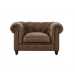 Pemberly Row Modern Contemporary Eco Leather Arm Chair in Brown
